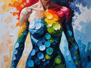 Abstract body formed by seasons representing emotional transformation over time Acrylic Painting