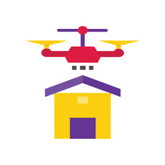 Flat Illustration Of Drone With Red Propellers