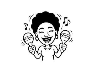 Vector flat illustration with doodle musicians. Music band plays their instruments. Fanny design for print, textile, postcard, advertising, music festivals, musical groups