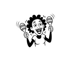 Vector flat illustration with doodle musicians. Music band plays their instruments. Fanny design for print, textile, postcard, advertising, music festivals, musical groups