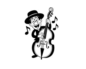 Vector flat illustration with doodle musicians. Music band plays their instruments. Fanny design for print, textile, postcard, advertising, music festivals, musical groups