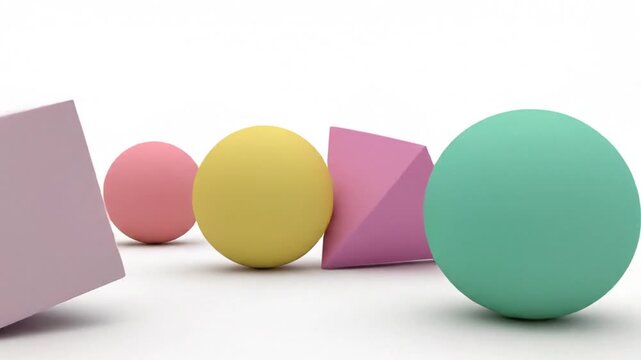 Colorful geometric shapes on a white surface