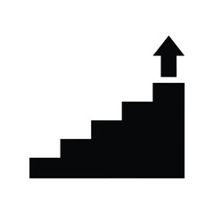 Business Growth Staircase Black Silhouette Vector Icon