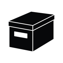 Business Archive Box Black Silhouette Vector Icon
