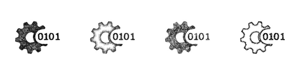 Sketch data processing icon design set