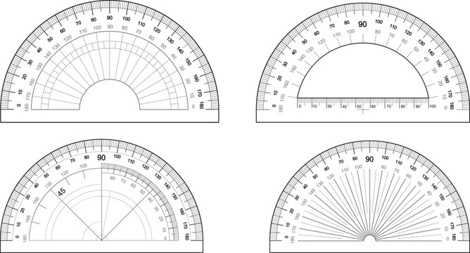 vector illustration of an abstract Protractor ruler on transparent background