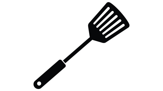 a simple black and white illustration of a kitchen spatula silhouette