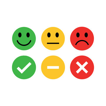 Colorful emoticon faces and symbols illustration for feedback and ratings