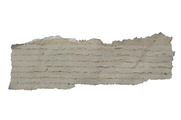 Torn Corrugated Cardboard Paper Texture Isolated on Transparent Background PNG