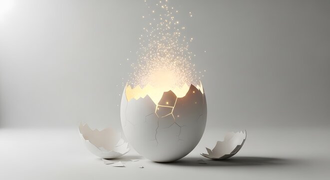 Easter sunday eggs concept with exploding white egg shell
