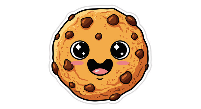 Smiling chocolate chip cookie cartoon