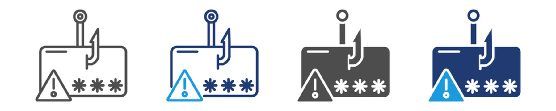 phishing password icon set multiple style