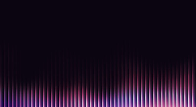 Abstract glowing vertical lines create vibrant purple and pink futuristic sound wave visualization