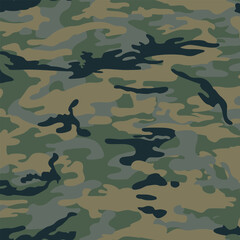 Fototapeta premium Classic green military camouflage seamless pattern in earthy tones for textile print for fabric, seamless pattern