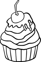 Cherry cupcake with cream vector illustration