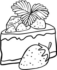 strawberry cake vector illustration