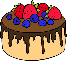 Sweet chocolate cake vector illustration