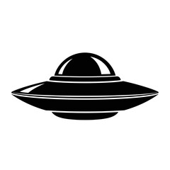 Flying Saucer UFO Silhouette Alien Spacecraft Vector Icon Isolated on White Background