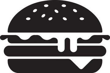 Burger Icon &ndash; Black-and-White Vector Illustration