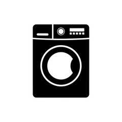 Washing Machine Laundry Appliance Silhouette Home Icon Isolated on White Background
