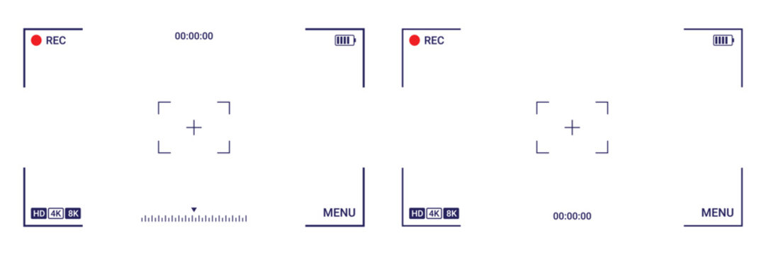 Camera viewfinder interface with recording indicators isolated on transparent background