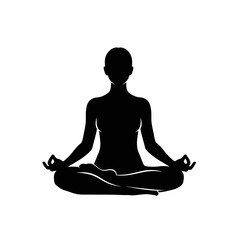 Yoga Lotus Pose Silhouette Meditation Position Vector Icon Isolated on White Background
