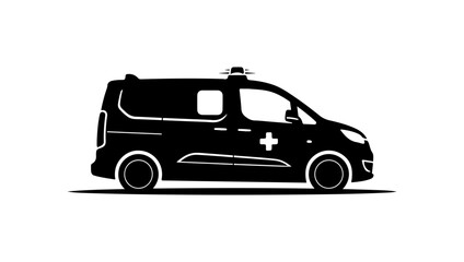 Fototapeta premium Ambulance Van Vector Silhouette with Medical Cross Symbol