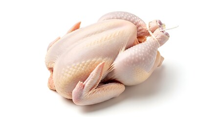 Raw Whole Chicken Isolated on a White Background - Perfect for Culinary Inspiration and Healthy Meal Preparation