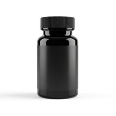 Fototapeta premium Black plastic bottle with screw cap on white background isolated on white background