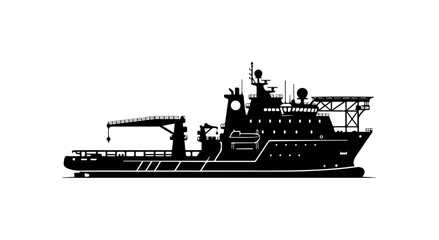 Obraz premium Modern Industrial Supply Vessel Silhouette Vector Illustration