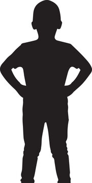 Boy with hands on hips, confident pose, a strong stance vector illustration
