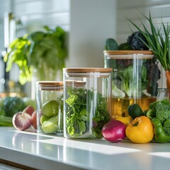 Aesthetic Kitchen Organization: Premium Glass Storage Jars with Wooden Lids