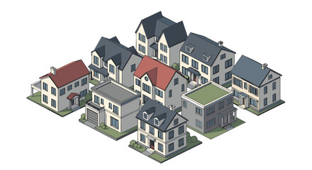Modern suburban neighborhood with various houses