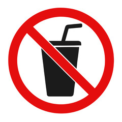 No drinking cup with straw prohibition sign for no disposable cups allowed policy