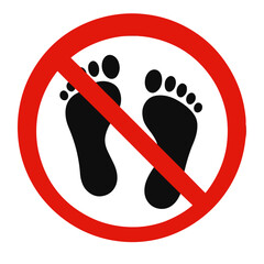 No walking feet sign with red circle and line  isolated on transparent background