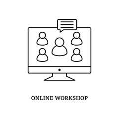 Simple Online Workshop icon for social media, app, and web design. Vector illustration, Eps 10.