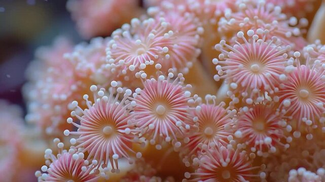 close-up of flowerpot coral polyps