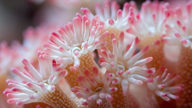 close-up of flowerpot coral polyps