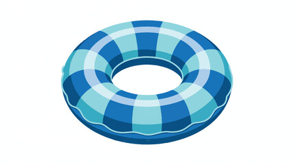 Obraz premium A 3D rendered illustration of a blue and light blue striped inflatable swimming ring against a white background (2)_traced