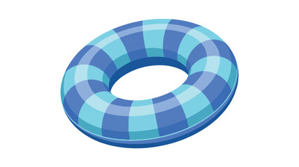 Obraz premium A 3D rendered illustration of a blue and light blue striped inflatable swimming ring against a white background (3)_traced