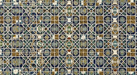 Geometric tile pattern background with symmetrical design and repeating shapes