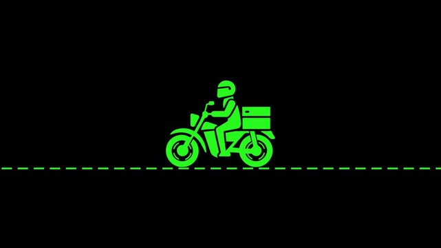 Food Delivery Boy Riding Bike Icon animation loop video 