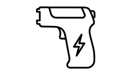 Fototapeta premium Line drawing of a futuristic energy weapon resembling a handgun with a lightning bolt