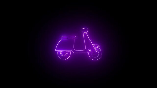 Delivery bike icon neon glowing effect animation video .