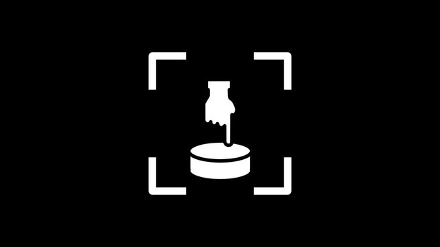 A white hand is shown pressing a circular button within the scanning brackets to represent user interaction or the physical act of triggering a specific command or starting a digital process quickly