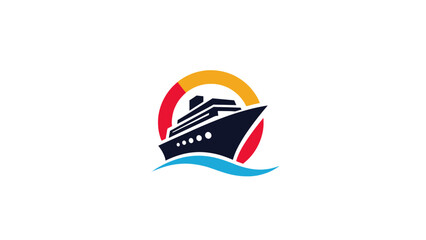 Cruise Ship Emblem with Abstract Circular Elements