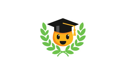 Smiling Graduation Face with Laurel Wreath