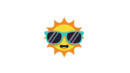 Happy Cartoon Sun Wearing Sunglasses, Bright Summer Day