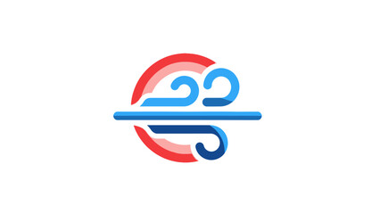 Windy Weather Icon with Circular Red and Blue Elements