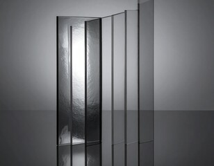 Glossy metallic abstract surface with vertical glass texture in dark silver tone, perfect for luxury cosmetics, modern tech display, premium product mockup